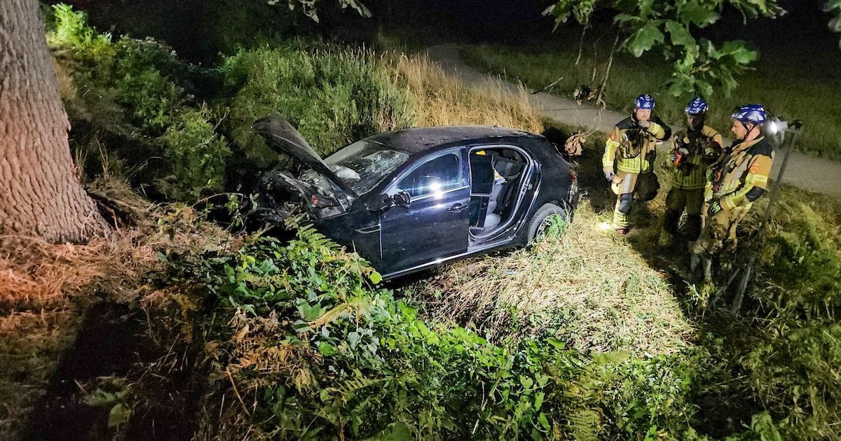 Auto botst frontaal tegen boom in Overdinkel, één persoon gewond