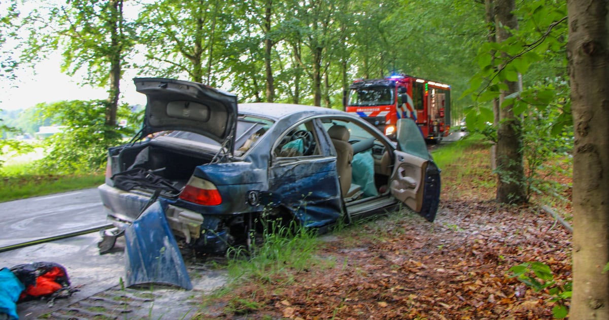 Twee inzittenden van auto gewond na crash tegen bomen