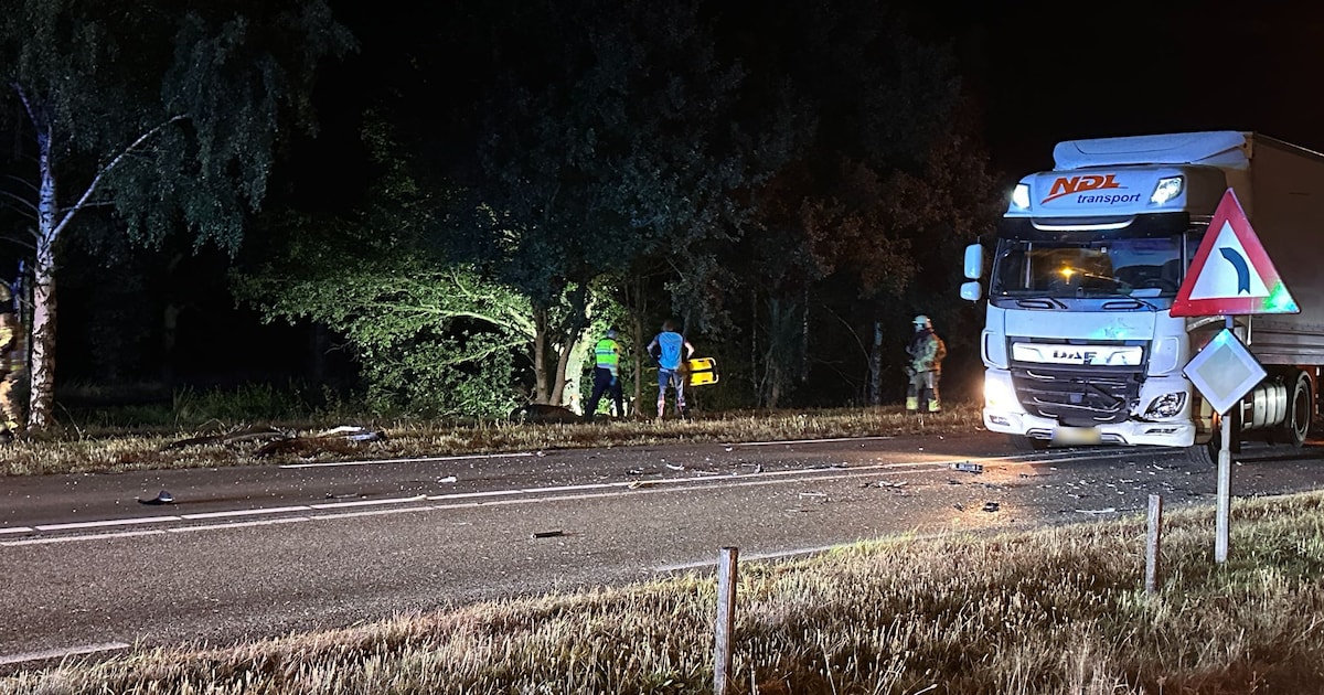 Automobilist (33) overleden bij ernstig ongeluk met vrachtwagen op N35