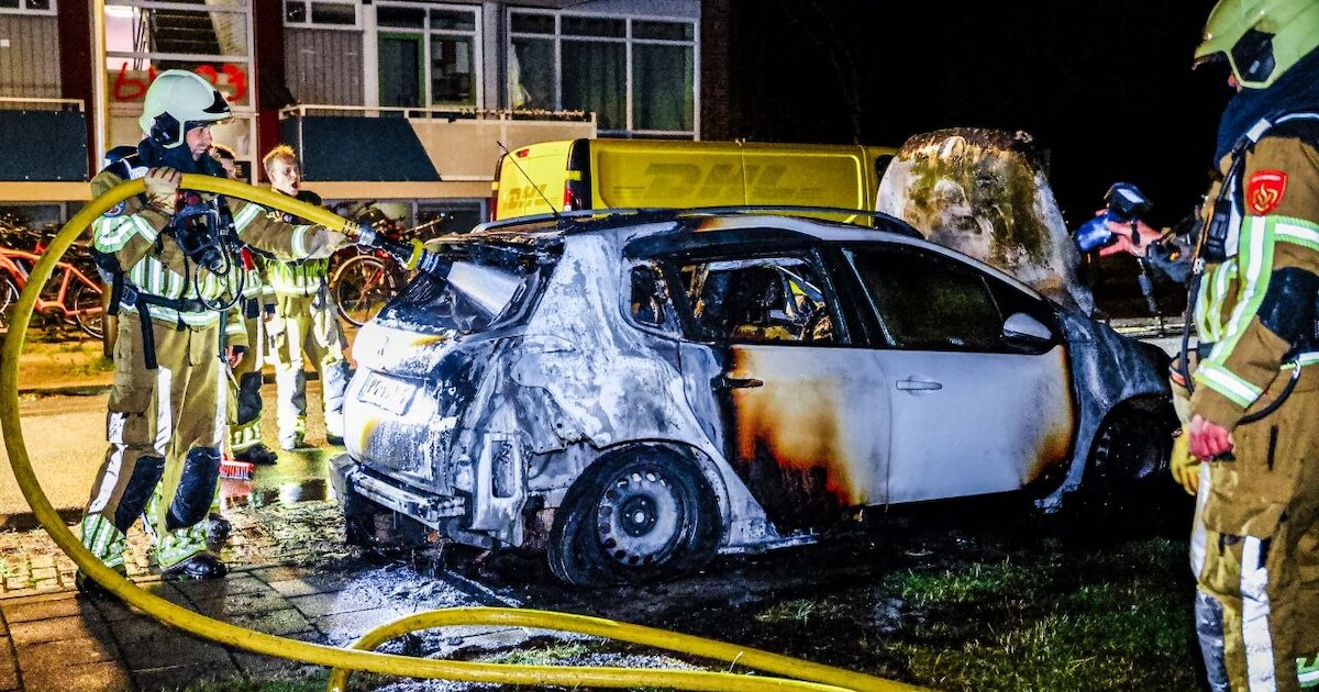 Geparkeerde auto verwoest door brand in Hengelo