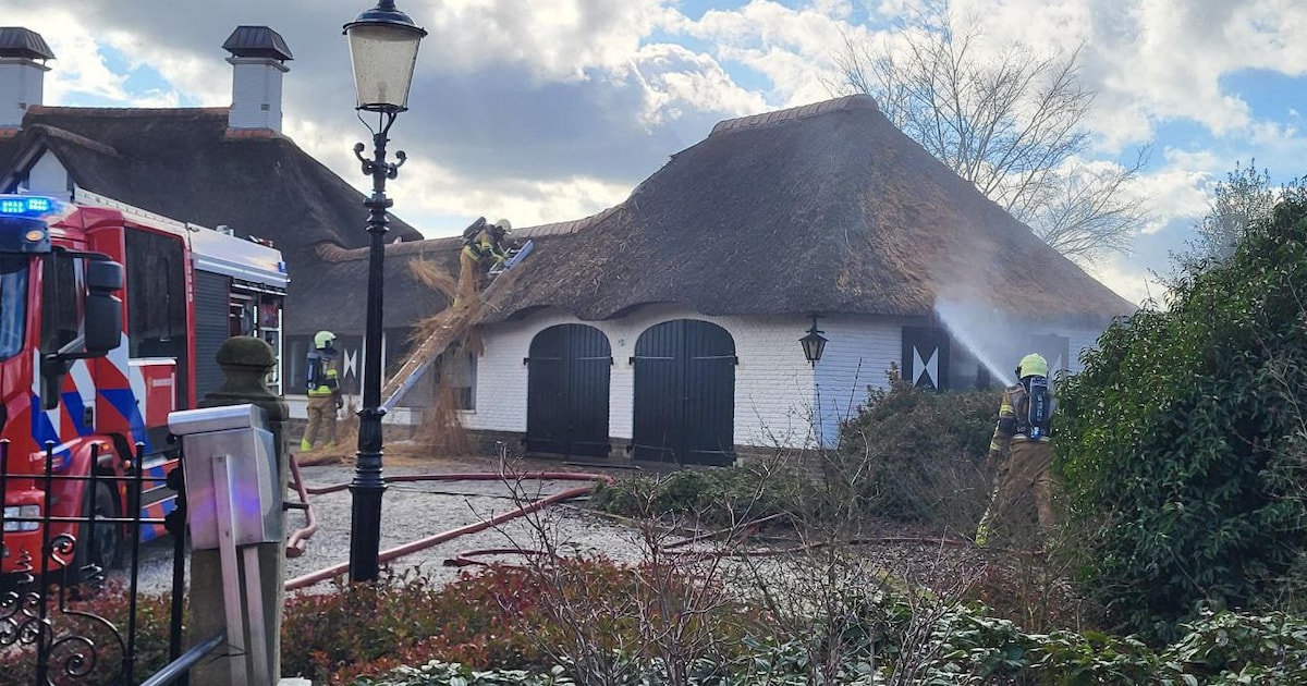 Rieten dak van statige woning in Harbrinkhoek vat vlam