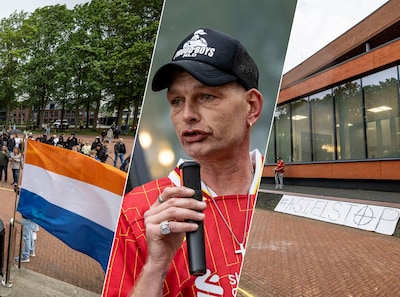 Wat doen deze vlag, pet en een kruis op het azc-protest in V