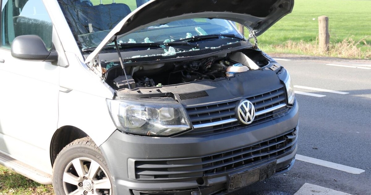 Busje botst achterop auto op N734 bij Losser: bestuurster naar ziekenhuis
