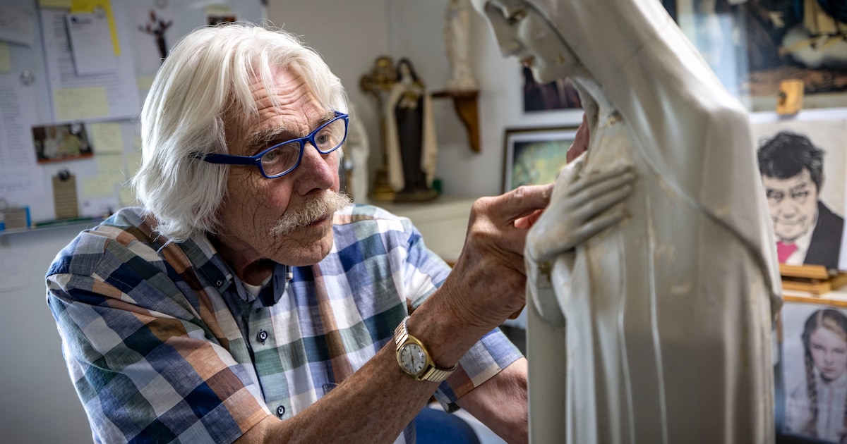 Henk (71) uit Denekamp heeft na een ernstige ziekte een nieuwe hobby gevonden: hij knapt heiligbeeld