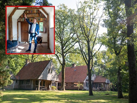 Een verborgen parel in de bossen in Geesteren: landhuis De Delmar, met een prijskaartje van 1,8 miljoen euro. Inzet: makelaar Bert Lenderink.