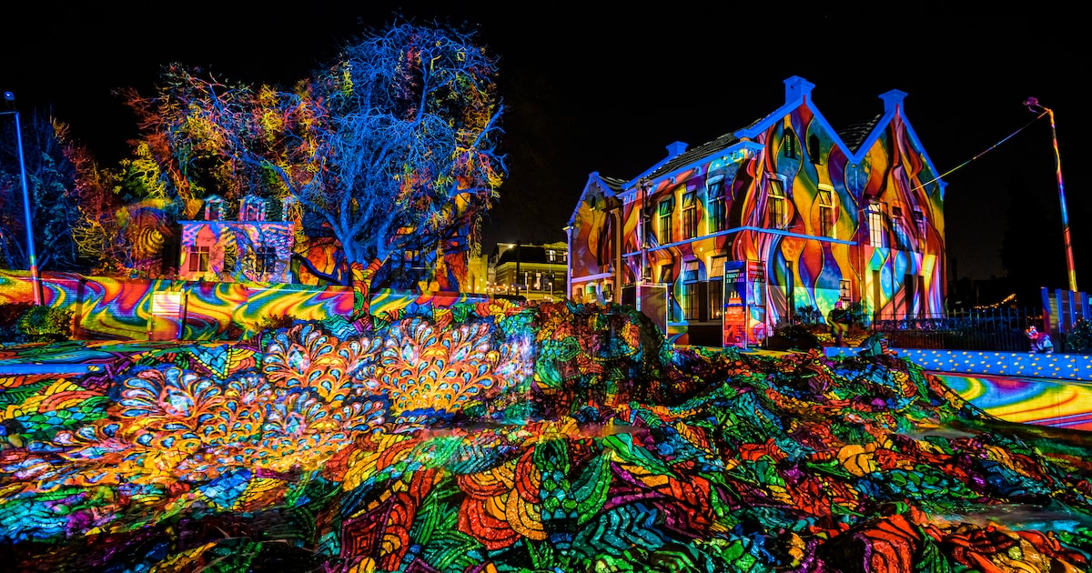 Zwemmen in een zee van kleuren in hartje Enschede, lichtfestival wint aan populariteit