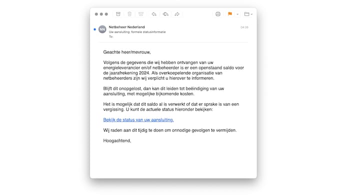 De nepmail die rondgaat.