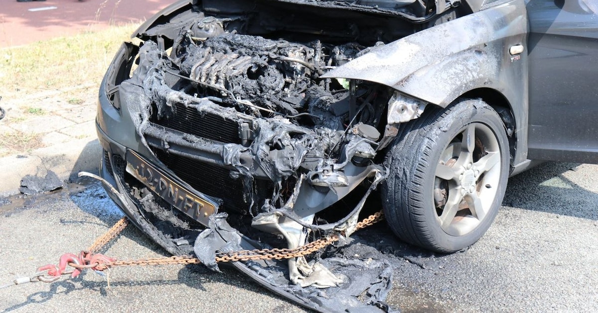 Auto vliegt tijdens rijden in brand in Hengelo, jonge baby en vier anderen op tijd uit voertuig