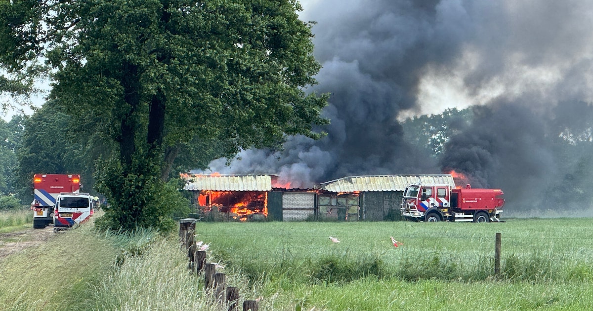 Schuur volledig verwoest na uitslaande brand in Rijssen